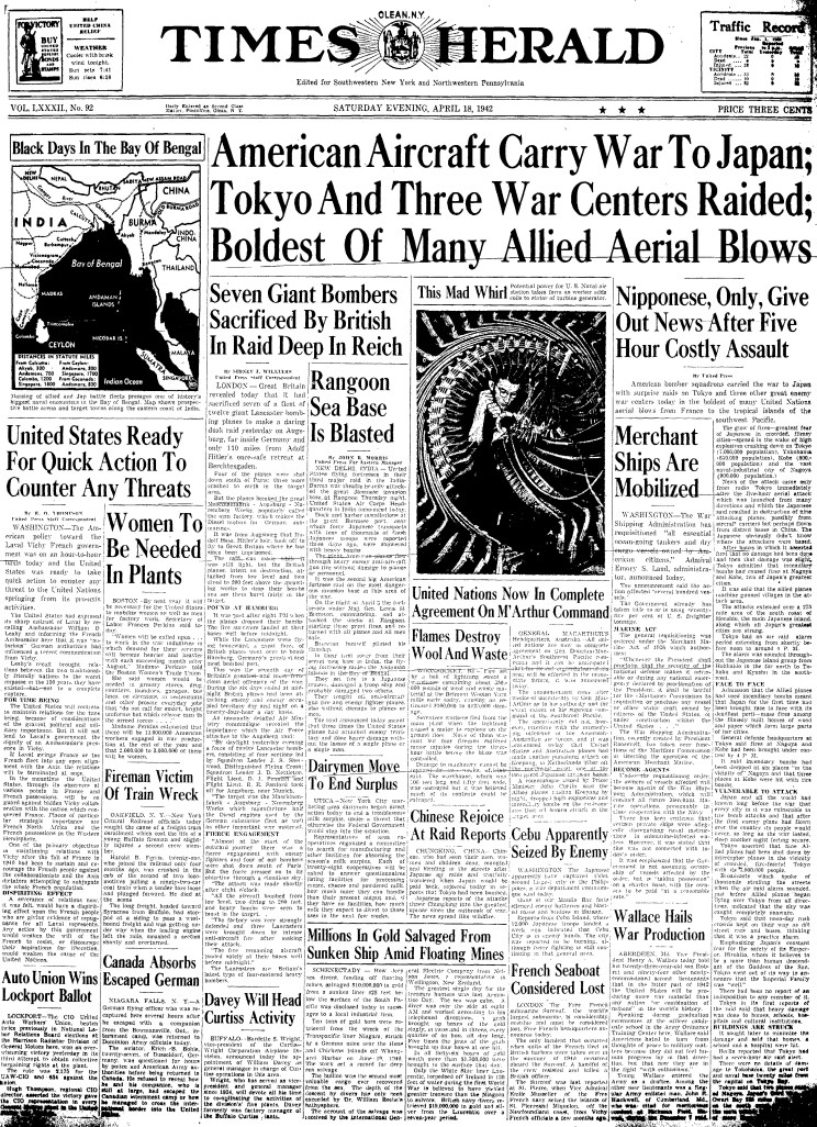MaritimeQuest USS CV8 Front Pages (Doolittle Raid) Page 5