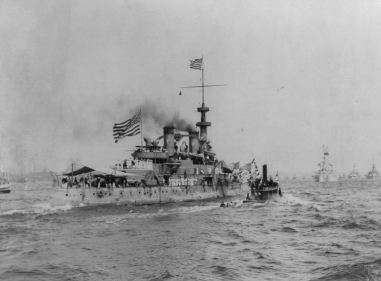 August 20 1898 USS Massachusetts seen in the Naval Review in the Hudson 