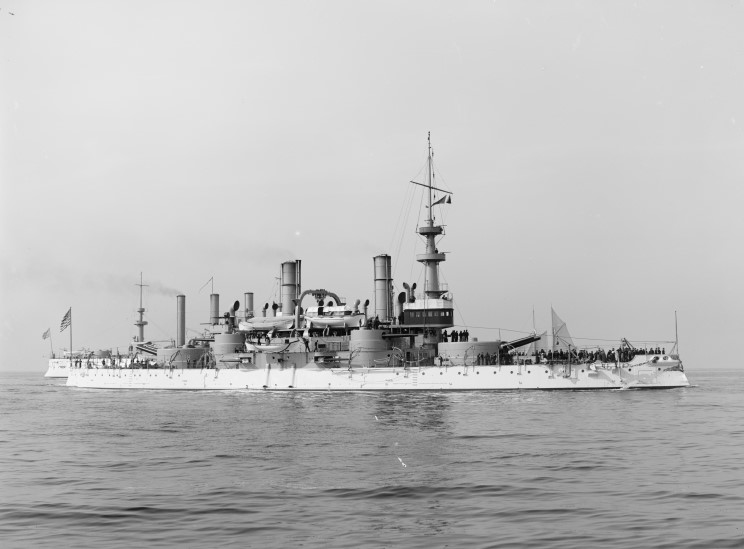 USS Massachusetts and an unidentified cruiser seen in 1899
