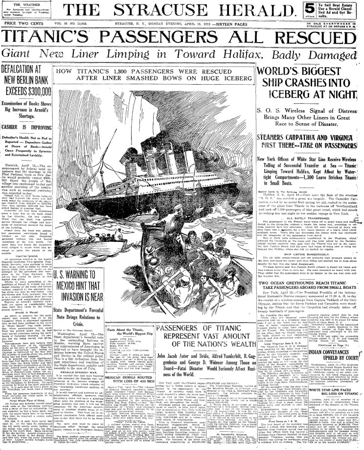 1912 15 april Sinking of