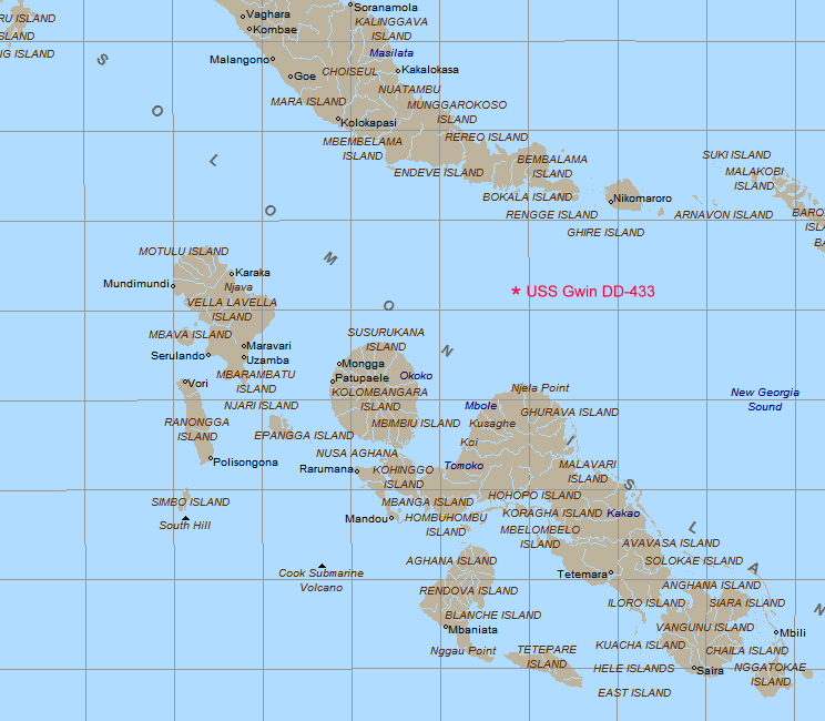 MaritimeQuest USS Gwin DD433 Wreck Map